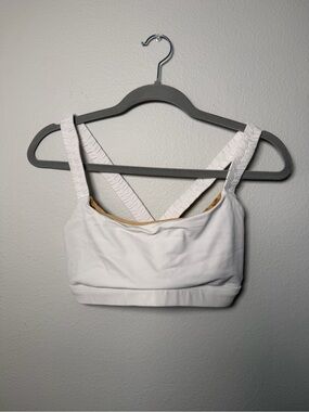 Lululemon Vintage White Strappy Sports Bra with Polka Dot Lining